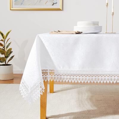 Violet Linen Flower Bow Vintage Lace Pattern Tablecloths