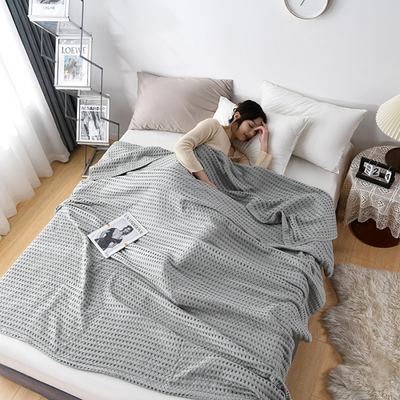 Shop Station Soft Cotton Waffle Blanket Lightweight Knitted Throw Blanket For Bed, Sofa & All Season Comfort gray 39.37 59.06 In