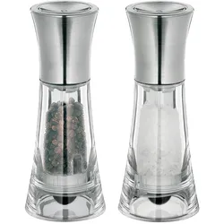 Küchenprofi New York Salz- und Pfeffermühlen-Set Edelstahl, Pfeffermühle + Salzmühle, Transparent