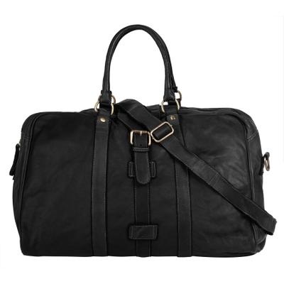 Reisetasche FORTY "FORTY Damen, Herren echt Leder, Made in Italy", Gr. B/H/T: 53cm x 30cm x 20cm onesize, schwarz, Leder, leicht glänzend, unifarben, Taschen Reisetasche, echt Leder, Made in Italy
