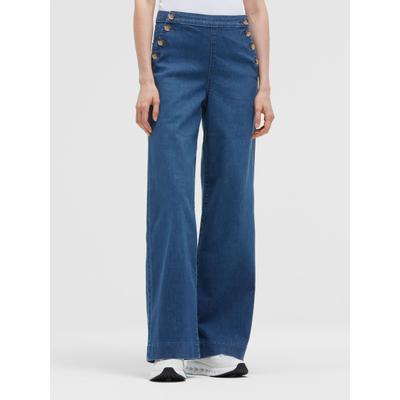 Comfort-fit-Jeans SOCCX, Damen, Gr. 31, blau, Denim/Jeans, Material: 75% Baumwolle, 23% Polyester, 2% Elasthan, Zusatz: Enthält nichttextile Teile tierischen Ursprungs (Badge), unifarben, comfort fit, Jeans, mit hoher Leibhöhe