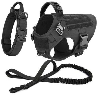 Uplift Essentials Large Dog Harness And Leash Training Set For German Shepherd And Medium To Large Breeds s black 3 Pieces