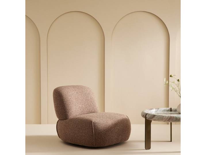 Fauteuil pivotant en tissu corail
