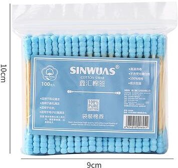 Perfect Picks Market Premium Double Head Cotton Swabs For Makeup & Ear Cleaning Wooden Cotton Buds Pack blue