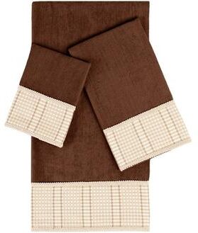 Austin Horn Classics Exposure Brown 3-piece Decorative Towel Set, Jacquard Band, double row gimp braid, Bath, Hand, Tip Towel