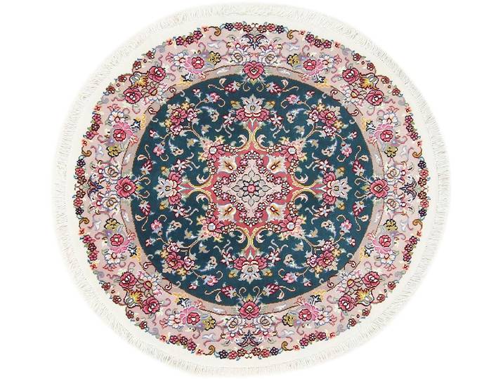 Täbriz Teppich 100x100 Handgeknüpft Orientteppich Perserteppich Rund Wolle