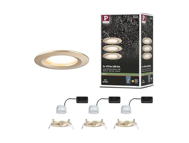 Paulmann 92405 Spot encastré LED Nova Coin IP44 rond 78mm Coin 3x6W 3x470lm 230V 2700K Doré mat