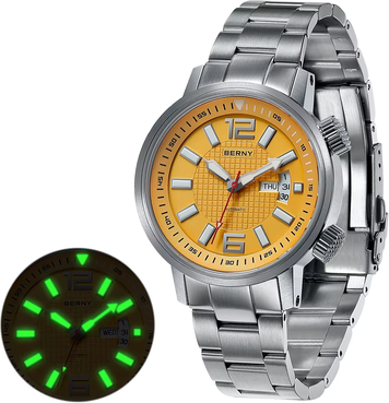 Inspire Daily Merch Waterproof Diver Mechanical Watch For Men Super Luminous Sapphire Self Winding Automatic Dive Wristwatch black