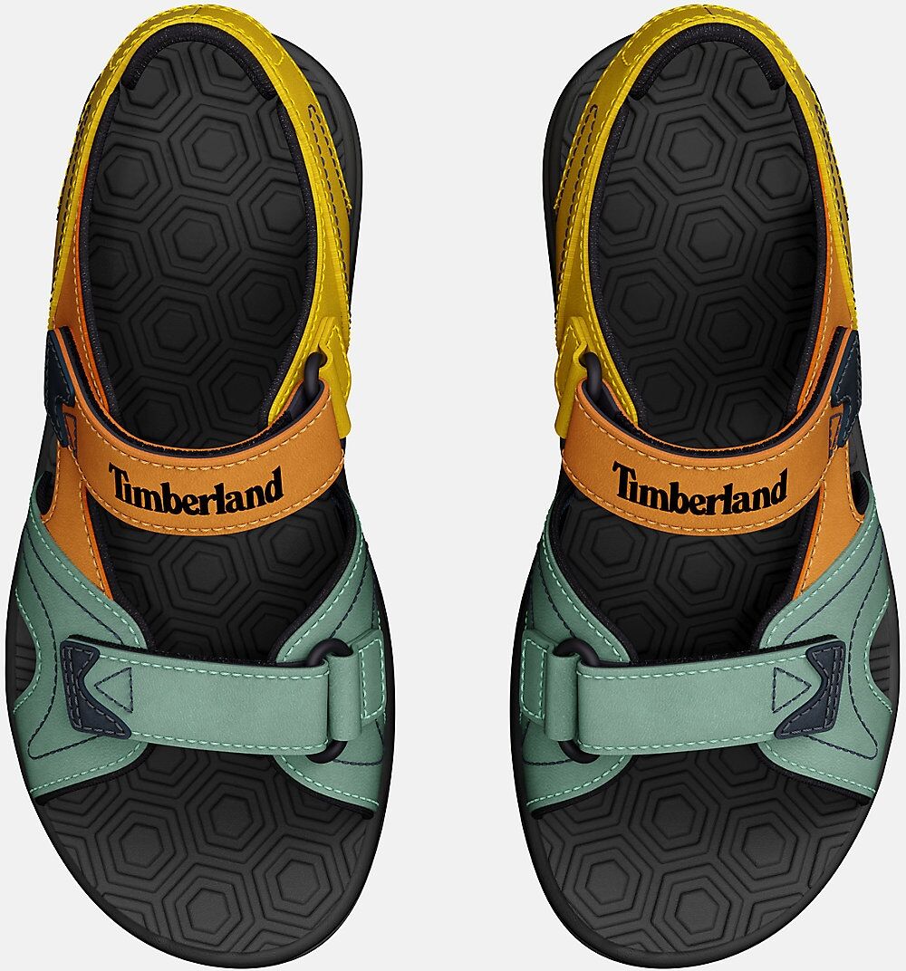 Sandale TIMBERLAND "ADVENTURE SEEKER - BACKSTRAP SANDAL", Mädchen, Gr. 25 (8), bunt (orange multi), Textil, Schuhe Sandale, mit Klettverschluss orange multi 25 (8)