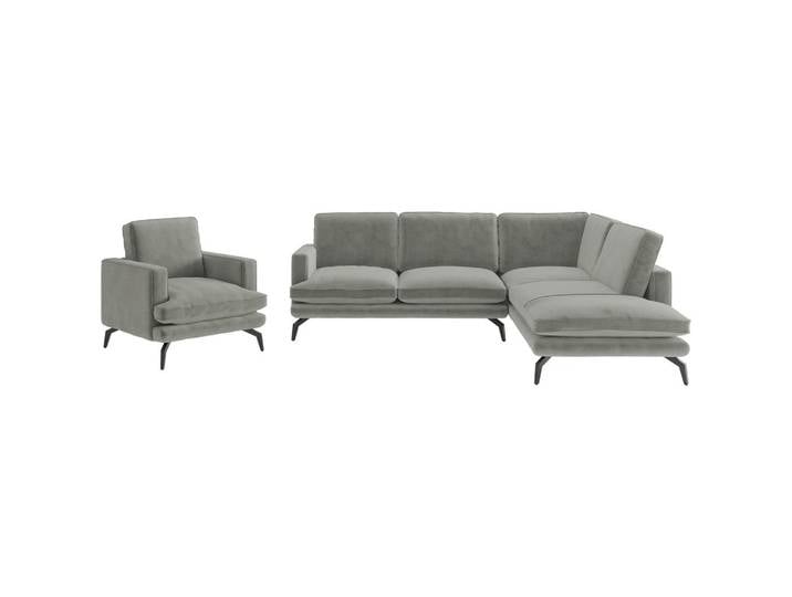 Livetastic Sitzgarnitur Bali, Grau, Metall, Füllung: Daunen, Silikon, 250x202 cm, Made in EU, planbar, Rücken echt, individuell planbar, Wohnzimmer, Sofas & Couches, Sitzgarnituren