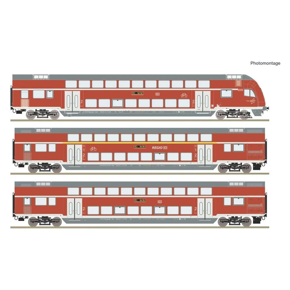 Roco 6210248 H0 3-piece Set: Double deck wagon (DCC) Wagon set of German Railways (Spur H0) (76183205)