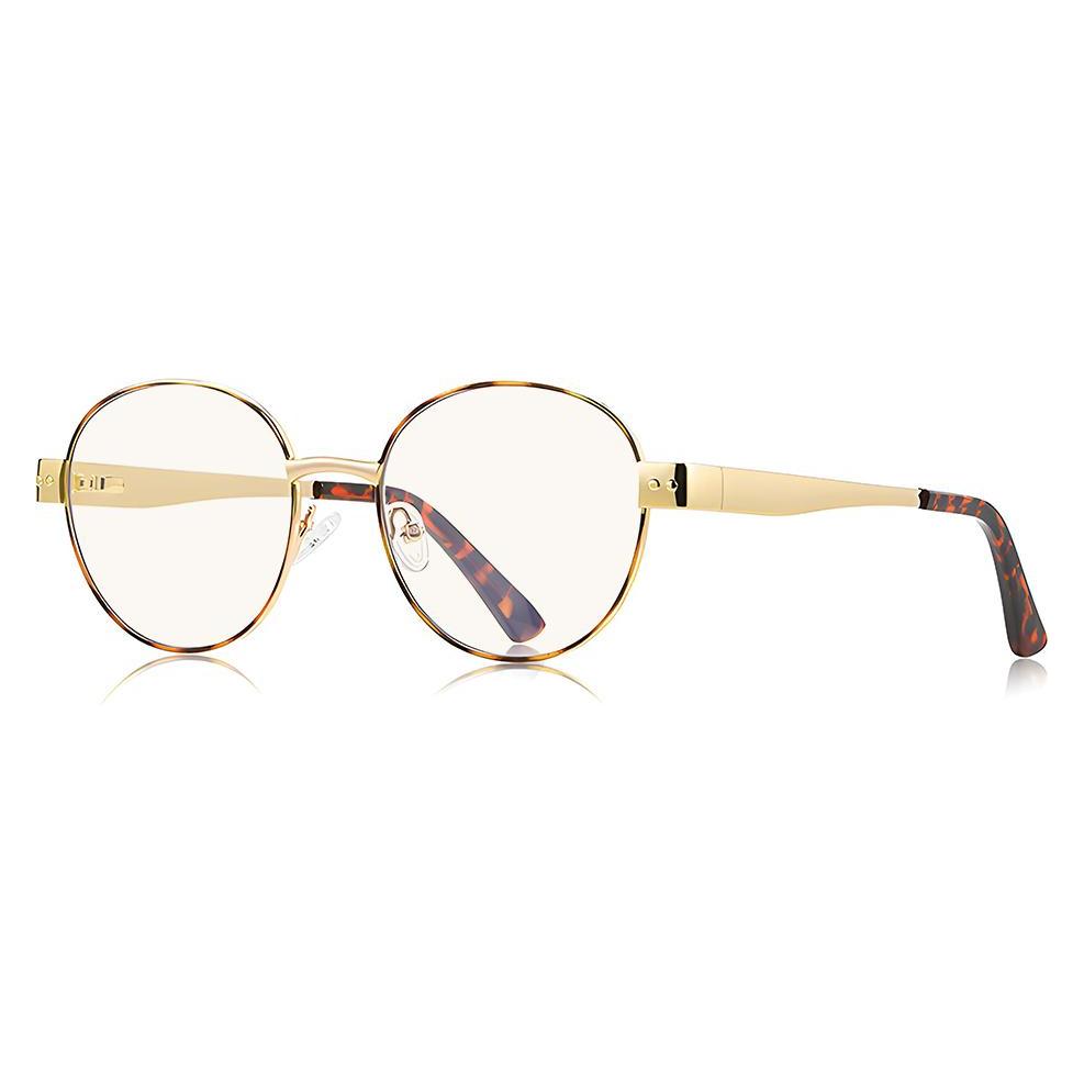 Techsuit - Anti-Blue Light Glasses Reflex PC (3175) - for Women, Round - Gold / Print (70451397)