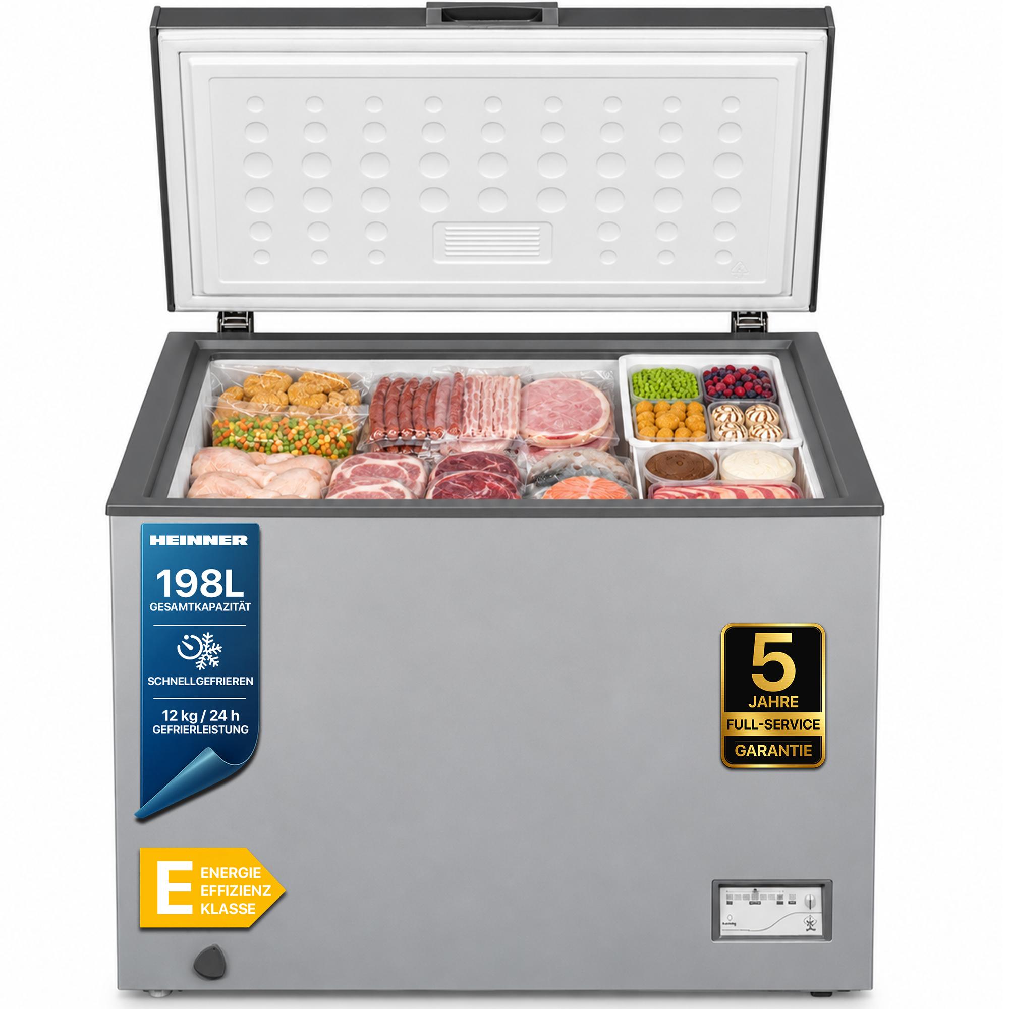 Heinner HCF-205NHSE++, 198 l, 12 kg/24h, 40 dB, E, Silber