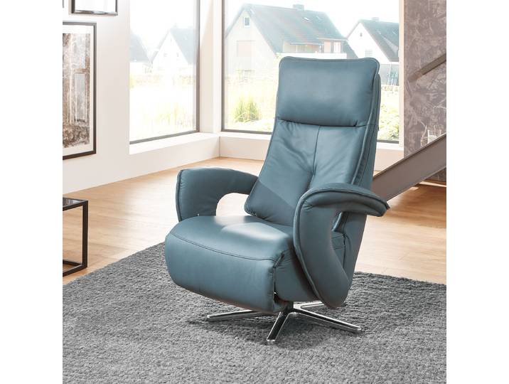 Relaxsessel ER04 Blau Bezug: Pigmentiertes Leder Gestell: Stahl, pulverbeschichtet 77 x 110 x 87cm
