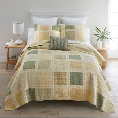 American Heritage Textiles Meadow Patchwork Mini Quilt Set Golden Yellow, King, Golden Yellow