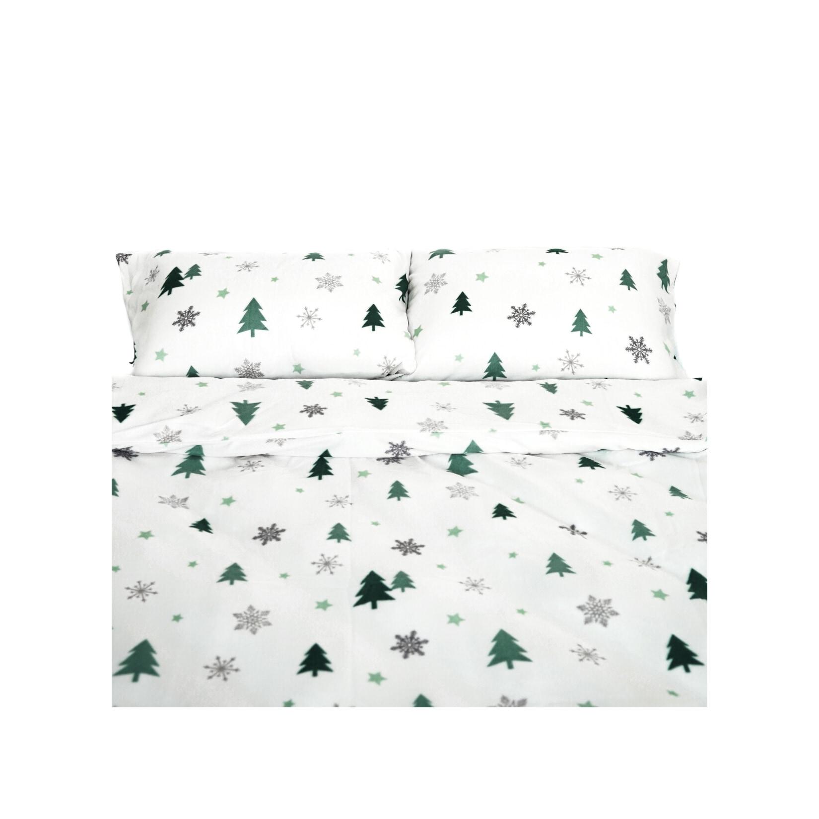 Fleece-Bettwäsche mit grünen Tannenmuster aus 100% Polyester