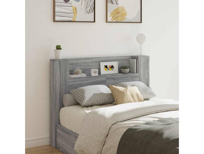 vidaXL Kopfteil-Schrank mit LED Graues Sonoma Holzwerkstoff