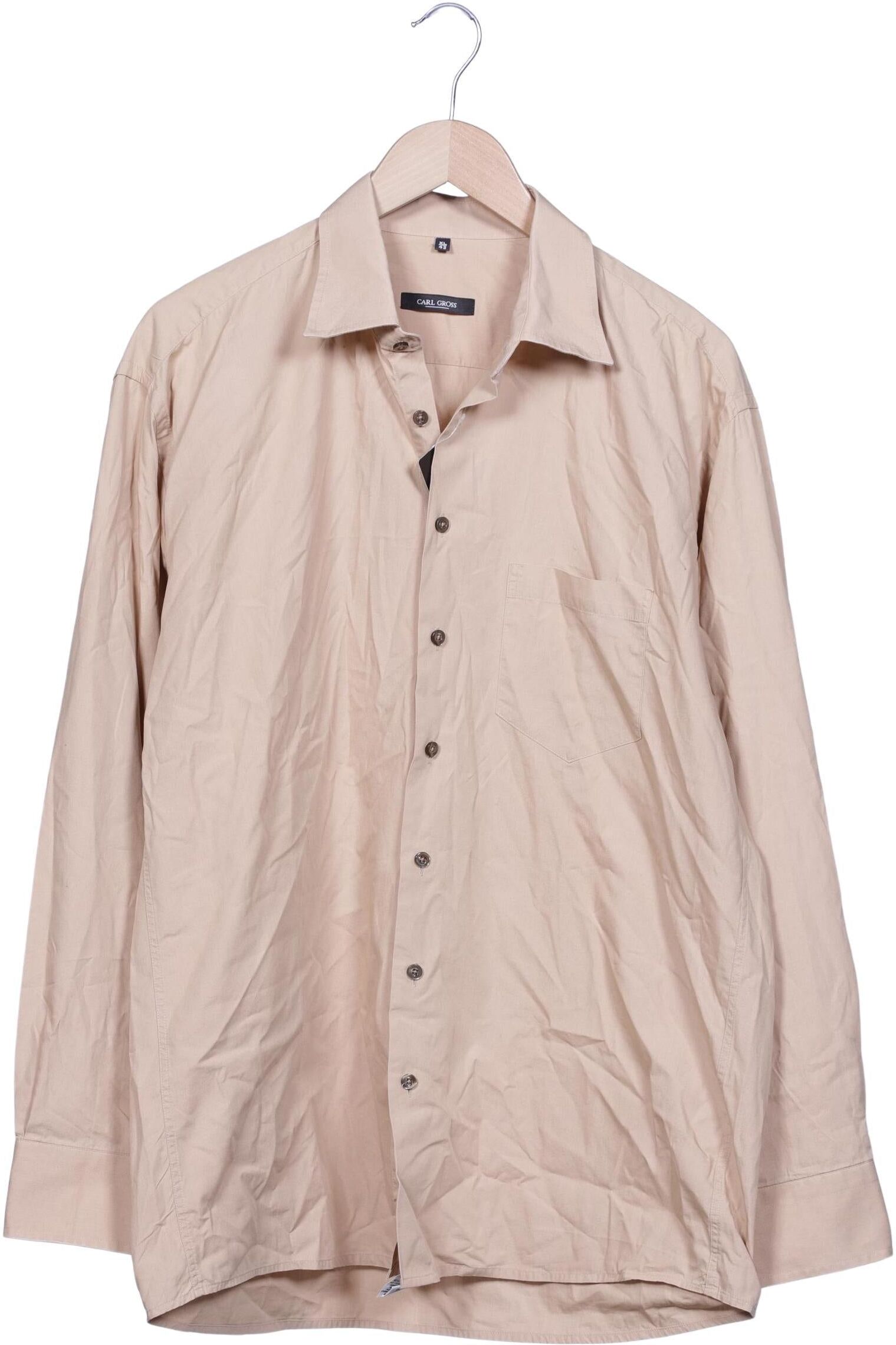 Carl Gross Herren Hemd, Beige, Gr. 43, Baumwolle - Second Hand