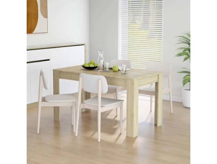 HEFZGDB Esstisch Sonoma-Eiche 140x74,5x76 cm Holzwerkstoff für Esszimmer Küche mit robuster Tischplatte und einfacher Reinigung, Stabiler Möbel Tisch in Schlichter Eleganz.