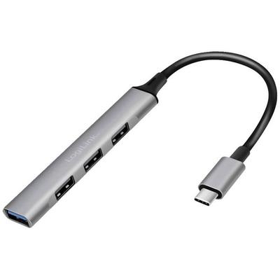 LogiLink UA0392 USB-Hub 4 Port USB-A USB 3.2 Gen1 5 GBit/s mit USB-C® Stecker Aluminium-Grau UA0392