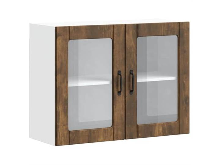 Lucca Wandschrank für die Küche, Glastür, rauchfarbene Eiche, Technikholz Hängeschrank, Aufbewahrung von Geschirr und Töpfen, Wandmontage, platzsparend, einfache Reinigung