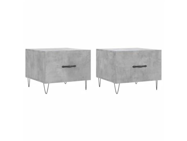 Favemtsl Couchtische 2er Set Betongrau 50x50x40 cm Holzwerkstoff Zweiteiliges Beistelltisch-Set in Beton-Optik mit Schublade und stabilen Eisenbeinen für Wohnzimmer und Flur.