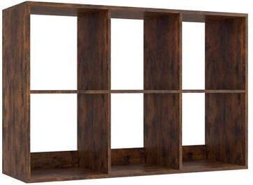 Costway 6 Cube Bookshelf with Back Guardrail for Living Room Bedroom-Rustic Brown