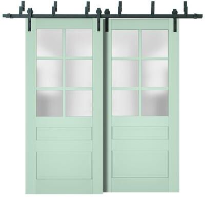 SartoDoors Veregio 7339   Closet Door Bypass Barn Door   Solid Wood w/ Glass   Hardware Set   18x80, Custom Bedroom Door