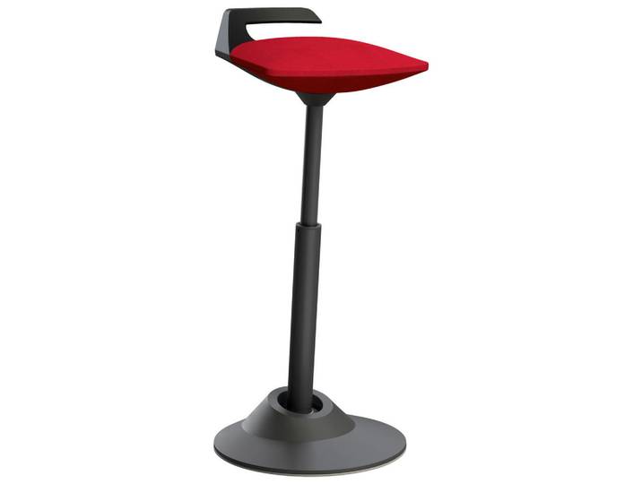Aeris Bürohocker, Rot, Schwarz, Metall, Textil, Säule, rund, 38x60-93x38 cm, Made in Germany, Büromöbel, Bürostühle, Bürohocker