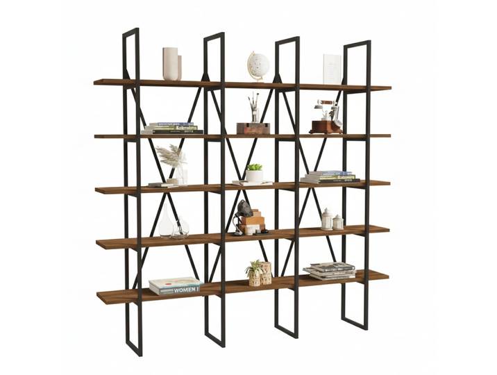 Etagère effet noyer 5 niveaux 160 cm