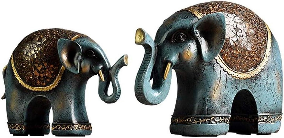 Set van 2 bruine olifant beeldjes voor decoratie