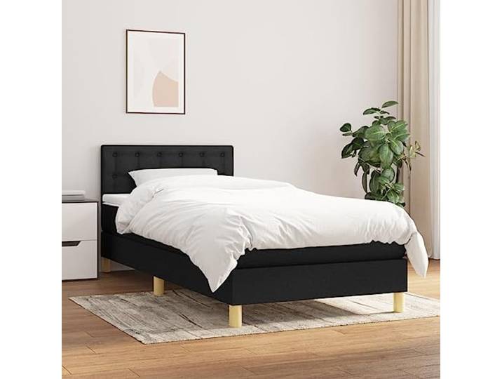 RJPLMFV Lattenrost mit Matratze, Schwarz, 100 x 200 cm Verstellbarer Kopf, Taschenfedern, mittlere Unterstützung, atmungsaktiver Stoff