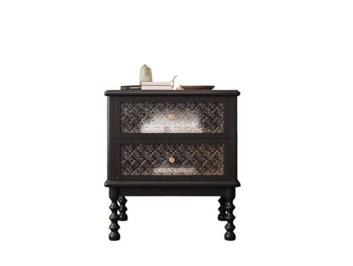AZHKJKZH Nachttisch Home Nachttisch Vintage Holz Lagerung for Schlafzimmer Wohnzimmer Schlafzimmer(Black)