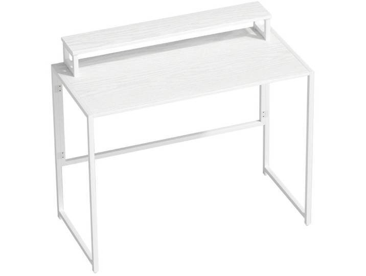 Bureau pliant droit 100 x 48 x 87 5 cm blanc avec support d'écran amovible structure en acier