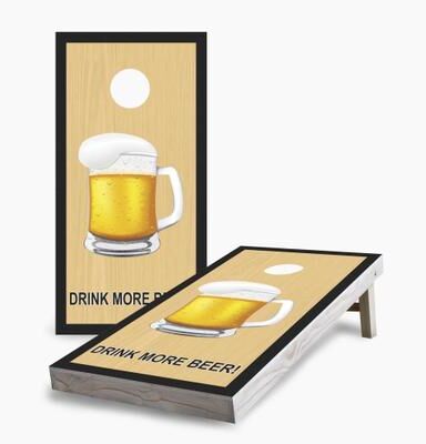 Skip's Garage Drink More Beer Mug Regulation 2x4 Cornhole Game Set