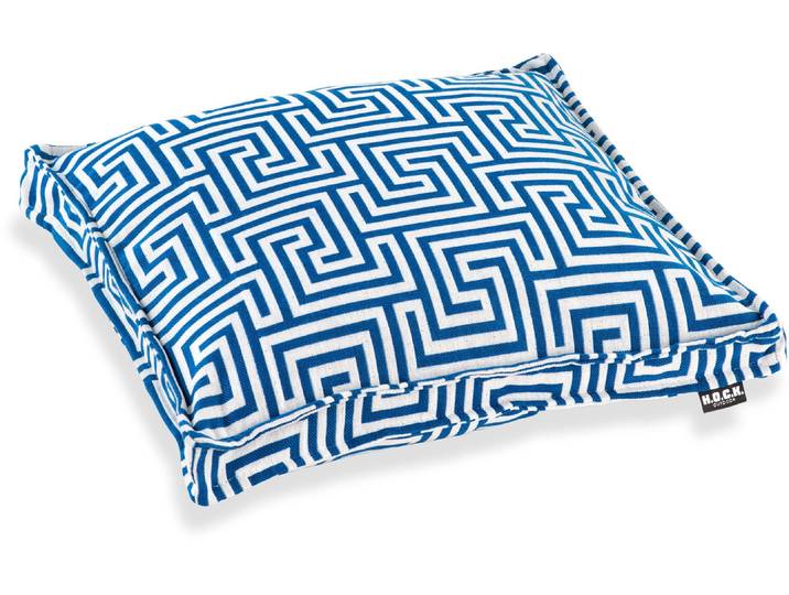 Sitzkissen H.O.C.K. Gauzy blue No 16 , blau (blau, gemustert), B:40cm H:5cm L:40cm, Polyacryl, Dekokissen_Sitzkissen_Kissenhüllen, Sitzkissen, mit tollem Muster