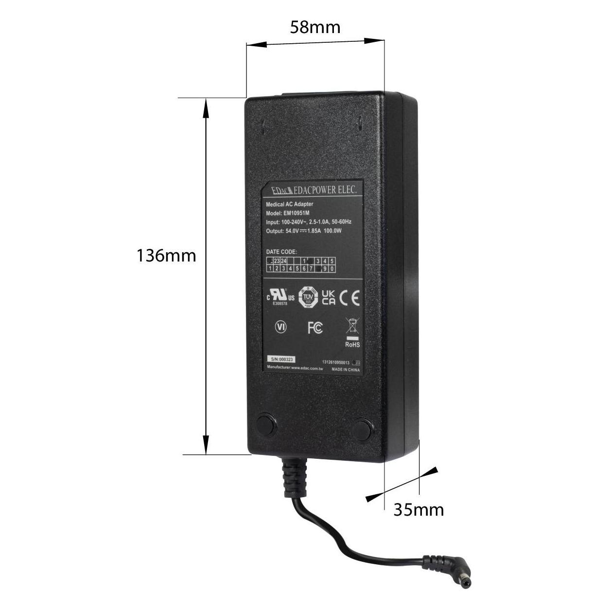 Allnet Ersatznetzteil 54V/1,85A Medical 5,5mm x 2,1mm (EM10951M)