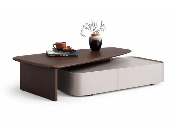 JVmoebel Couchtisch Moderner eleganter Couchtisch mit doppellagiger Holzoberfläche, Made in Europa