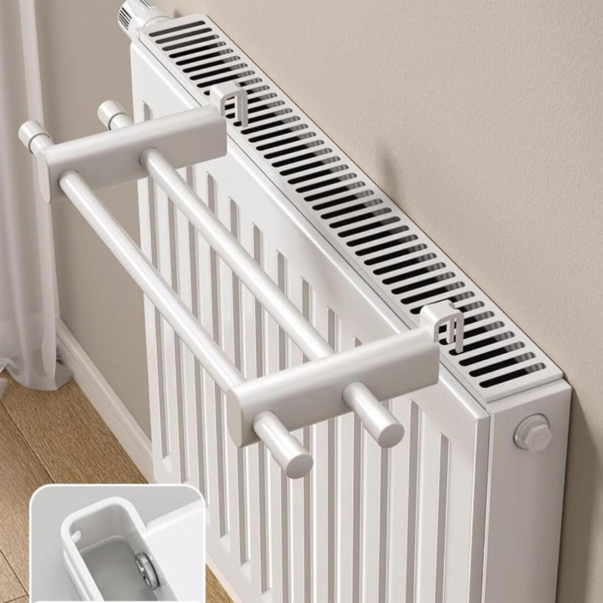 Wit Radiator Droogrek met Dubbele Stang - 70 cm