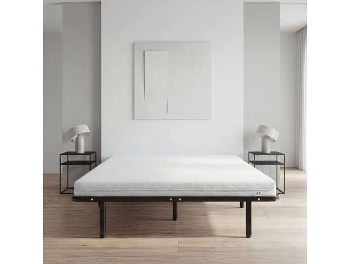 Ensemble matelas mousse h12 sommier métal blanc 90x190