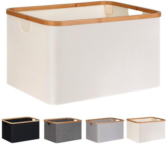 Opvouwbare wasmand van bamboe met handvatten, 60 liter, beige