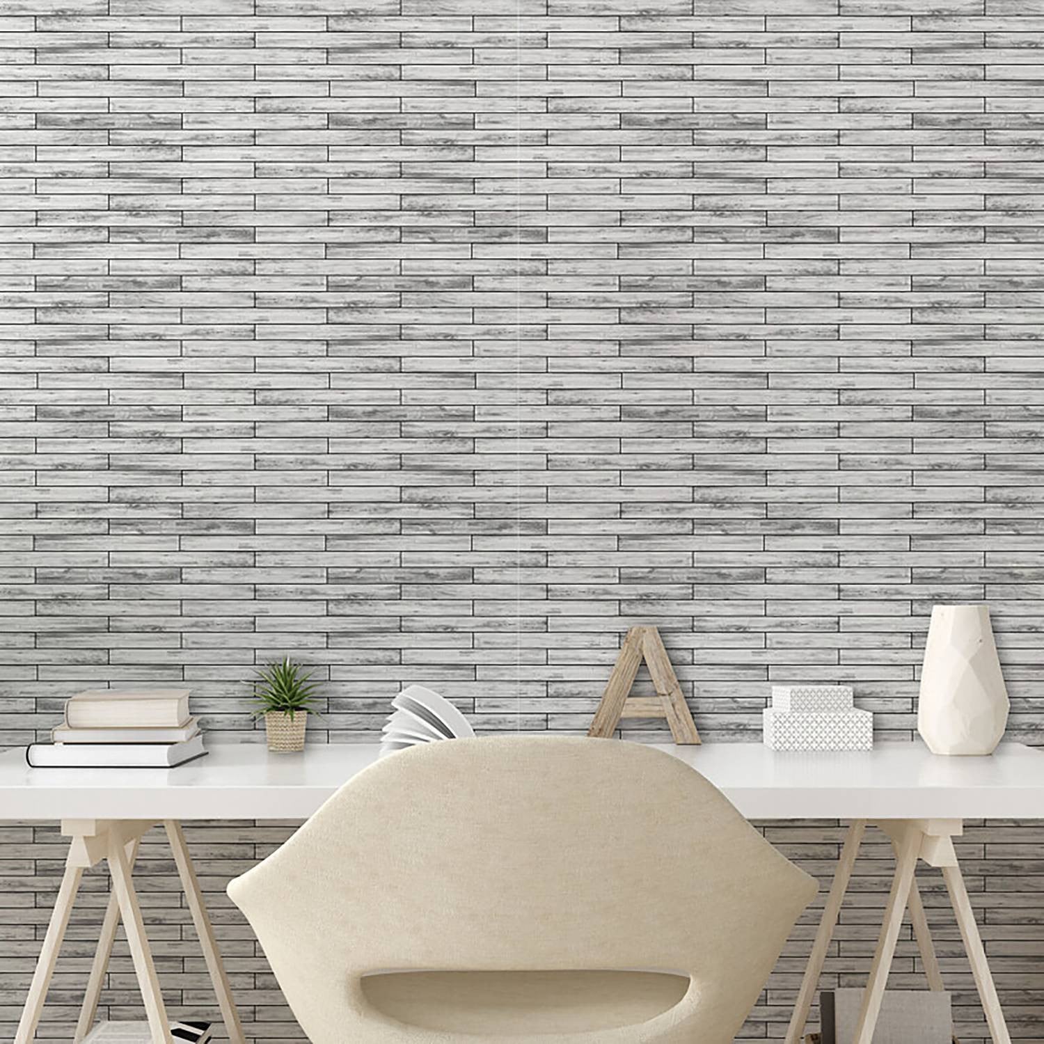 home24 Behang Rustic Home Grijs Abstract Papier Breedte: 90 cm