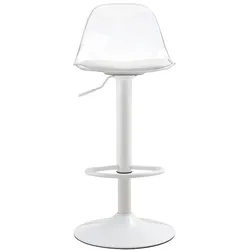 OKWISH Barhocker 2er Set höhenverstellbar 104x41x41 cm 360 Grad drehbar mit transparenter Rückenlehne Weiß+Transparent, stabile Metallbasis