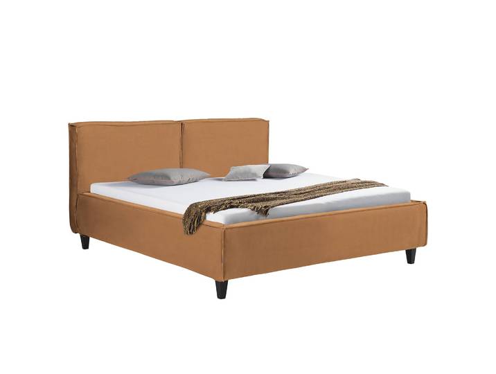 Polsterbett Vio 200 x 200cm Echtleder Lecia Beige Buche