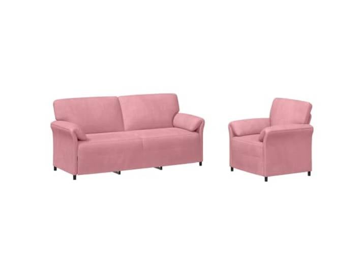 PUGYNBK Sofa-Set, 2-teilig, Rosa, moderner Samt, mit Metallrahmen Weicher Samt, stabiler Rahmen, geschwungene Arme, einfache Montage, einfache Pflege