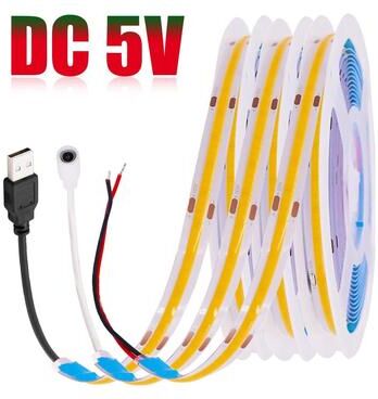 Inspired Living USB COB LED Strip Light 5V High Density Flexible Tape For Ambient Decor Lighting switch pink 3m
