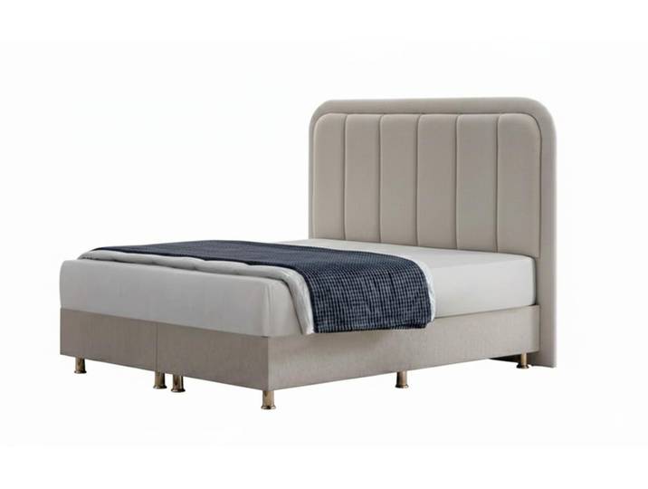 JVmoebel Polsterbett Modernes Beiges Doppelbett Exklusive Schlafzimmer Textilbetten, Made in Europa