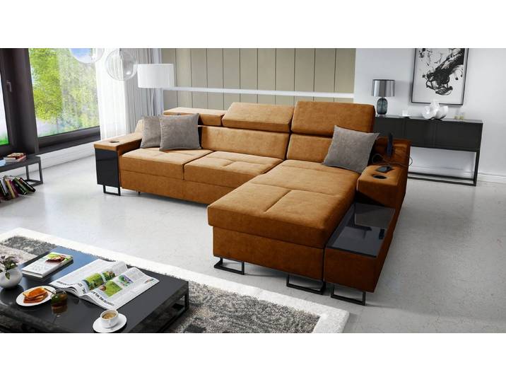 Best for Home Ecksofa Ecksofa mit Schlaffunktion und Bettkasten – kompakt & modern, Ecksofa mit Schlaffunktion, Schlaffunktion