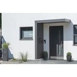 Gutta Rechteckvordach BS Plus 200 inkl. Seitenteil und Briefkasten (neues Modell) Seitenteil links Briefkasten BK, Comelit Audio Edelstahl