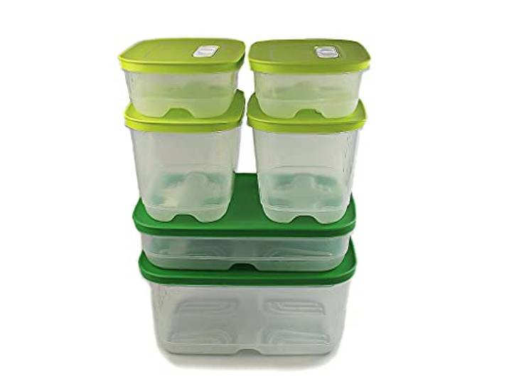 TUPPERWARE Kühlschrank 4,4L hoch+1,8L grün flach+ 1,8L (2) + 800ml (2) KlimaOase